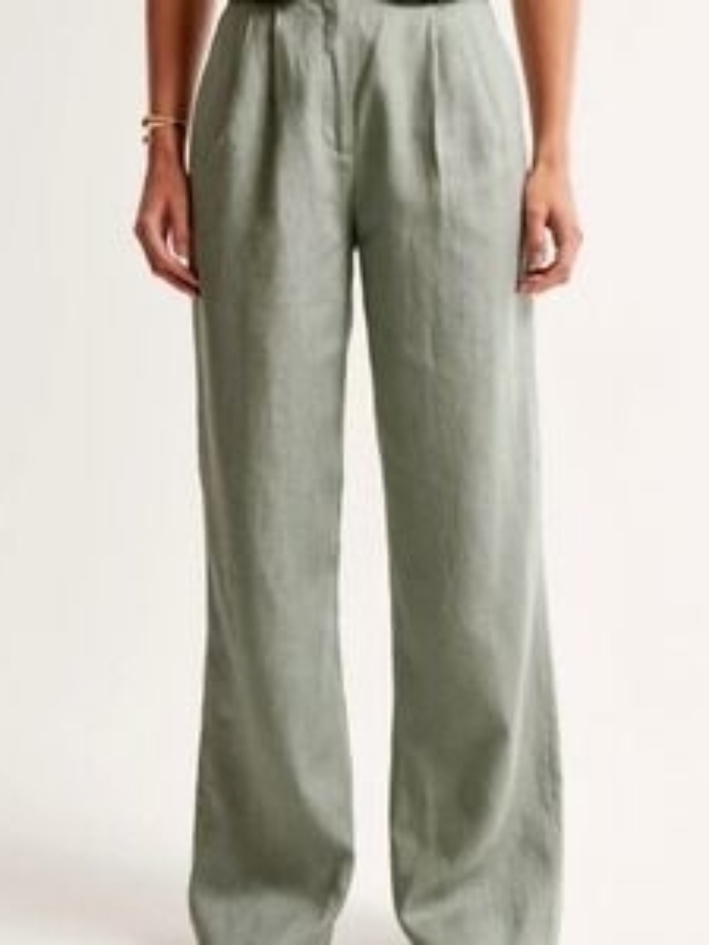 Abercrombie & Fitch Sloan Tailored Sage Wide Leg Linen Pants - Picture 9 of 9
